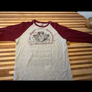 Express long sleeve sweater, large, grey & maroon